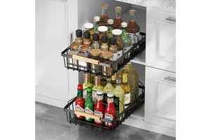 Metal Sliding Drawers Shelves Under Sink Organizer Pull Out Cabinet Organizers for Kitchen Bathroom Closet Storage