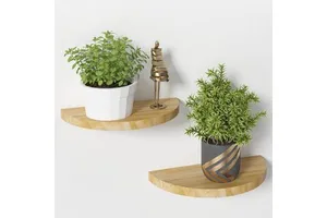 New Update Semicircle Modern Solid Wood Wall Shelf Shelves Home Decor Storage Rack Living Room Bedroom Furniture