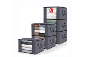 Collapsible Fabric Clothes Storage Bag Stackable Clothing Storage Bin Closet Under Bed Storage Organizer with Zip Lids for Home