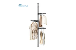 YIJIALE Wholesale Price Custom Packaging Coat Hanger Stand No-Drilling Space Saving Workplace Corner Clothes Hanger Rack Stand