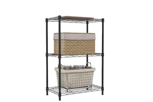 Modern 3-Tier Carbon Steel Powder Coated Portable Shelving Rack Storage Shelves For Kitchen Living Room Laundry Room Black