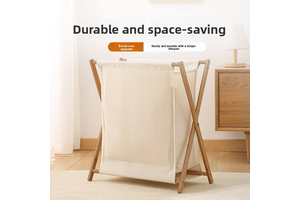 Modern Style Wooden Frame Collapsible Laundry Basket For Cloth Home Use Storage Basket Laundry Basket