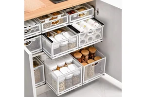Pull Out Cabinet Organizer, Cabinet Pull Out Shelves With Dividers, Heavy Duty Slide Out Shelves