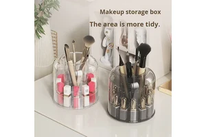 Modern Sustainable Desktop Cosmetics Storage Rack Transparent Plastic Lipstick Box Rotating Eyebrow Pencil Holder Bucket 3-6L