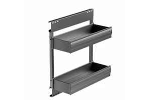 Two-Tier Pull-Out Kitchen Cabinet Organizer with Smooth Sliding Rail System Space-Saving Metal Storage