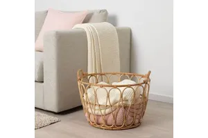 Handwoven rattan basket for premium storage solutions in kitchens living rooms and offices with a natural rustic texture