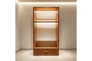 Wood Display Case with Led Nordic Style Shelf with Boutique Handbag Clothing Cabinet Multi-layer Showcase Closet Factory