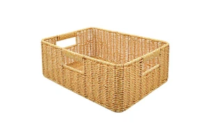 Large Woven Rattan Storage Basket - Foldable Organizer for Toys, Blankets, Clothes