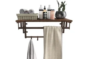 Wall-Mounted Coat Rack Hanging Rail for Entryway Bathroom Living Room Kitchen Storage Shelf for Spices Bags Flower Pots Food
