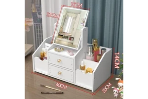 Wholesale Table Top Cosmetics Mirror Drawer Type Jewelry Box Skin Care Lipstick Shelf Desktop Facial Mask Cosmetics Storage Box