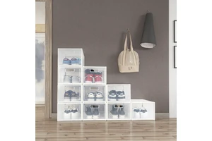 Custom Transparent PP Plastic Foldable Shoe Box Functional Storage Organizer for Bathroom Wardrobe & Sneakers for Entryway