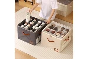 Large Capacity Adjustable Dividers Shoes Box Foldable Shoe Organizer Bin for Closet