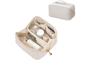 Cosmetic Bag Large Travel Makeup Bag with Compartments Waterproof PU Leather Travel Makeup Organizer and Storage Toiletry Bag