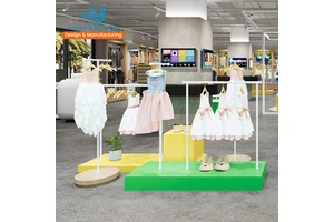 Trendy Kids Store Interior Design Customized Metal Children Freestanding Boutique Clothing Display Rack For Clothes Shop