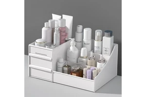 Cosmetic Storage Dresser Vanity Makeup Organizer with Drawers Bathroom Countertop Display Case for Lipstick Brush, Skincare Use