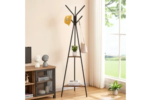 Simple Freestanding Coat Rack Iron Garment Rack Entryway Storage Rack Household Bag Hanger Clothes Stand with 8 Hooks