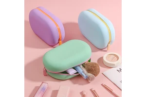 Promotional Reusable Silicone Zip Makeup Bag Portable Travel Storage Cosmetic Pouch Beauty Toiletry Cosmetic Bags & Cases