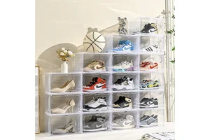Plastic transparent shoe box flip style shoe storage box shoe rack magnetic suction home student dormitory shoe cabinet