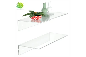 Clear Acrylic Floating Wall Mounted Storage Shelf for Figures Collections Plant Photo Books
