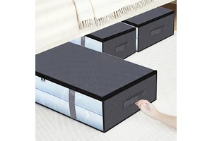 Thick Fabric Foldable Under Bed Storage Box Organizer Containers Underbed Clothes Storage Bags With Clear Window