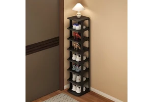 Modern 7/8-Layer Small Folding Shoe Rack Stand Vertical Narrow Stackable Shoe Organizer Thickened Plastic Bag Storage Shoe Rack