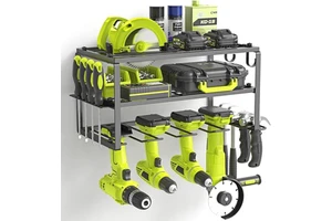 Multi Functional Wall Mount Power Tool Organizer Garage Storage Tool Rack Garage Metal Organizer Shelf