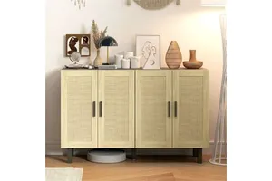 Kitchen Storage Cabinet with Woven Baskets