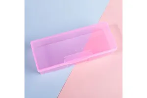 LRLY-1 Item Plastic Rectangle Nail Tool Box With Holes For Makeup Brush And Jewelry Storage Transparent Colorful Design