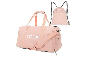 Unisex Large Nylon Polyester Gym Bag Waterproof Travel Workout Duffle Zipper Closure Sports Compartment Men's Women's Shoes Set