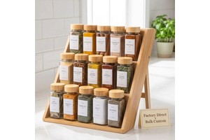 Custom Bamboo Spice Rack Organizer For Kitchen Drawer Factory Wholesale