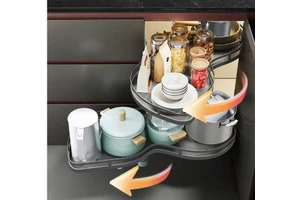 Steel Corner Kitchen Cabinet Organizer with Pull-Out Basket-Space-Saving Storage for Pantry Cupboard