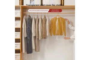 Large Transparent PVC Foldable Household Clothes Storage Bag 60x80cm Disposable Dry Cleaning Shop Garment Dust Cover