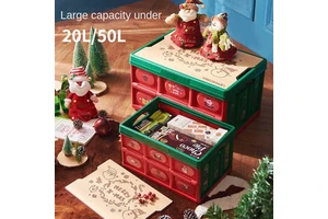 Choice Fun Portable Foldable Plastic Storage Box New Style Year-Round Use Home Car Trunk Christmas Decoration Gift Organizing