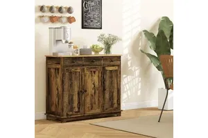 Kitchen Storage Cabinet Solid Wood Antique Finish With Drawers And Doors For Efficient Organization