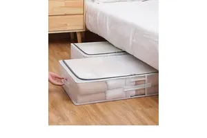 Durable Modern Under Bed Storage Box Foldable Mesh Organizer for Bedroom Furniture White
