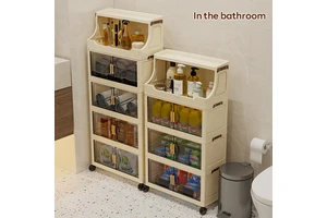 Design Free Installation Folding Design Bedside Table Drawer Style Storage Cabinet Sorting Box Plastic Household Storage Cabinet