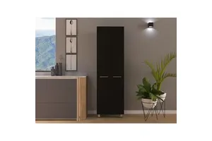 Five Interior Shelf Pantry Cabinet in Black for Kitchen Organization