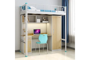 Dormitory Metal Bed Under-bed Storage Cabinet Space-saving Steel Frame Modern Simplicity Design Suitable for School Hotel Use