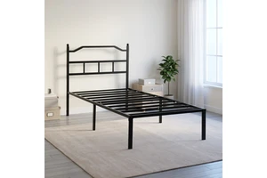 Durable Powder Coated Finis Industrial Style 14 Inch Metal Platform Bed Frame With LED Lighting And Under Bed Storage Space