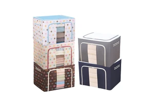 FF1104 Large Foldable Oxford Fabric Storage Bag Blankets Bedding Closet Organizer Clear Window Ziplock Clothes Storage Bag