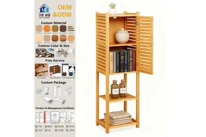 Wooden Kitchen Floor Cabinets Storage Shelves Organizer 5 Storage Units Home Organization MDF Nature Eco-Friendly Tools