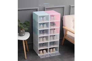 Transparent Shoe Box Thickened Shoes Organizers Plastic Fold Dustproof Storage Box Stackable Various Styles