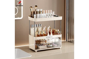 XinHang Makeup Organizer Storage Box Desktop Cosmetics Storage Cabinet Muti-Layer Water-proof Plastic Makeup Storage Organizer