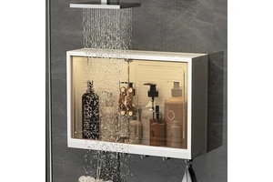 Modern Wall Mounted Clear Plastic Cosmetic Storage Box Makeup Organizer with Dividers Wholesale Price for Bathroom Use