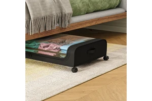 New Under-Bed Storage Box with Removable Cloth Cover Carbon Steel 36L Capacity Simple Design for Clothes and Shoes Storage