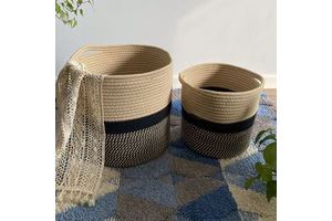 China Supplier Woven Rope Storage Basket, Collapsible Decorative Organizers and Storage Bins With Handles