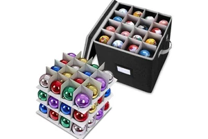 Foldable 64 Christmas Ball Non-woven Fabric Organizer Storage Box With Lid for Christmas Ball ,Toy , Clothing, Snacks