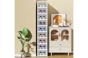 9 Layer Injection Molded Europe Style Foldable Office Organizer Shoe Rack Installation-Free Shoe Cabinet PP+HIPS+GPPS Material