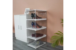 Wholesale Foldable Plastic Home Shoe Box Transparent Stackable Detachable Shoe Storage Transparent Boxing