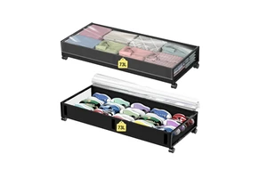Metal Under Bed Storage Bins Drawer Rolling Under Bed Storage with Wheels Large Under Bed Shoe Storage Organizer with Lid